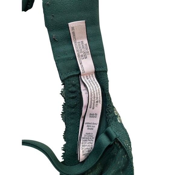 Victoria's Secret BODY BY VICTORIA Lace Demi Bra 34DDD Emerald Green Gold Flake - Picture 4 of 9